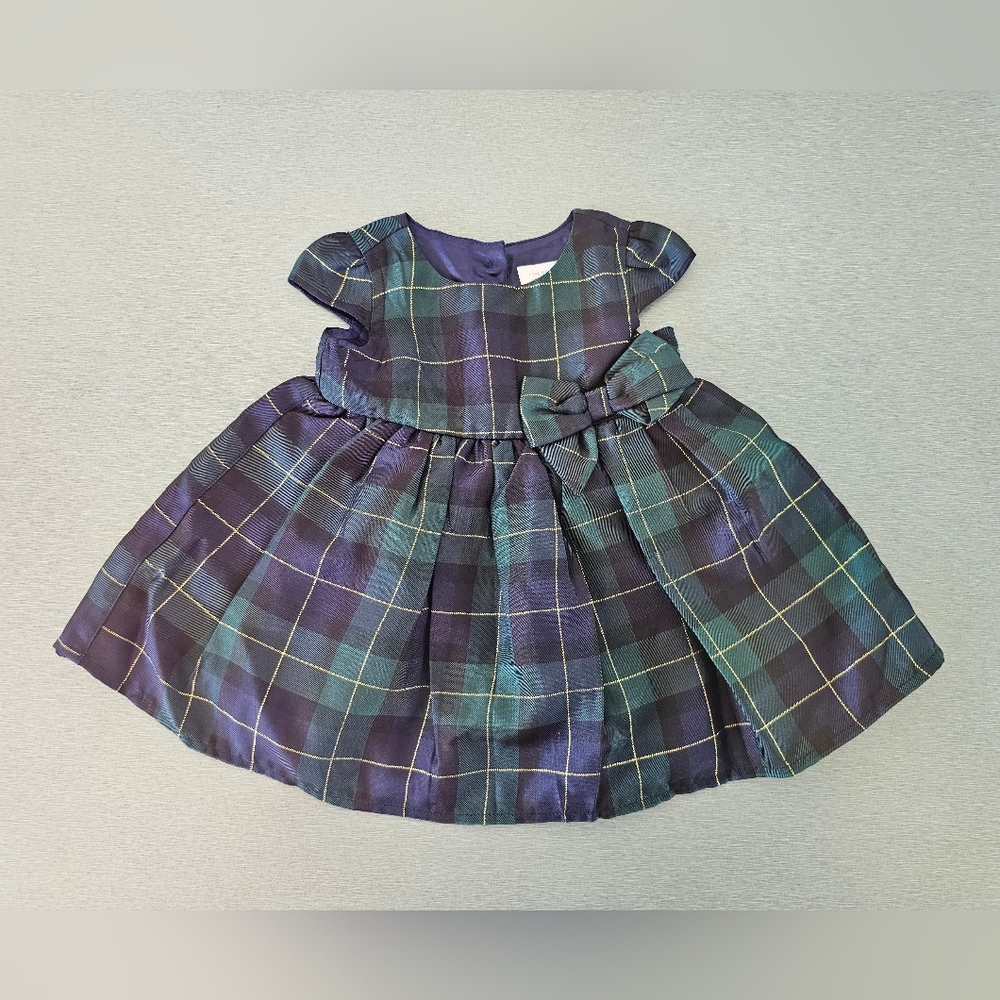 The Children’s Place Baby Girl Tartan Plaid Holiday Party Dress Bow Classic - Picture 2 of 7